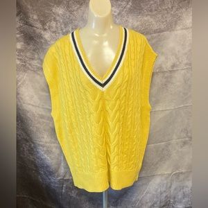 Wild Fable Womens v neck sweater vest gold with navy blue medium